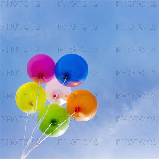 Balloons against blue sky.