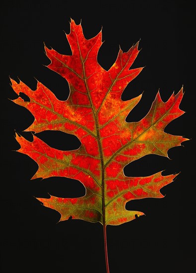 Studio shot of red leaf.