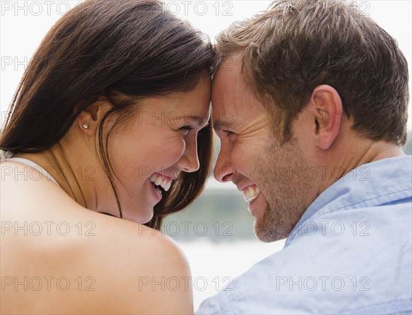 Roaring Brook Lake, Close up happy couple. Photo : Jamie Grill