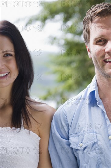 Roaring Brook Lake, Close up of happy couple. Photo : Jamie Grill