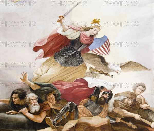 USA, Washington DC, Capitol Building, Close up of fresco . Photo: Jamie Grill