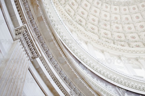 USA, Washington DC, Capitol Building, Close up of coffers on ceiling. Photo : Jamie Grill