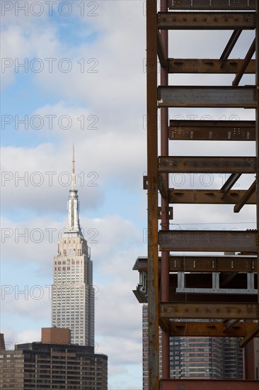 USA, New York State, New York City, Construction site and skyscrapers in background. Photo: fotog