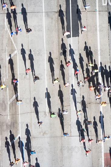 USA, New York City, New York City Marathon as seen from above. Photo : fotog