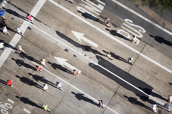 USA, New York City, New York City Marathon as seen from above. Photo : fotog