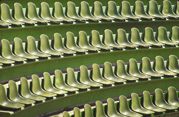 Mexico, Guerrero, Ixtapa, Rows of green seats. Photo: DKAR Images