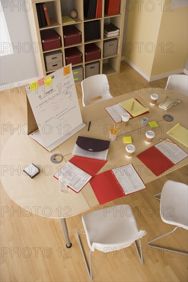 Table and office accessories after brainstorming session. Photo : Rob Lewine