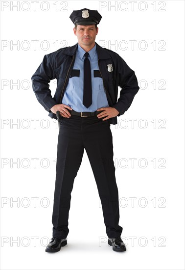 Studio portrait of police officer.