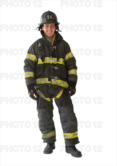 Studio portrait of firefighter.