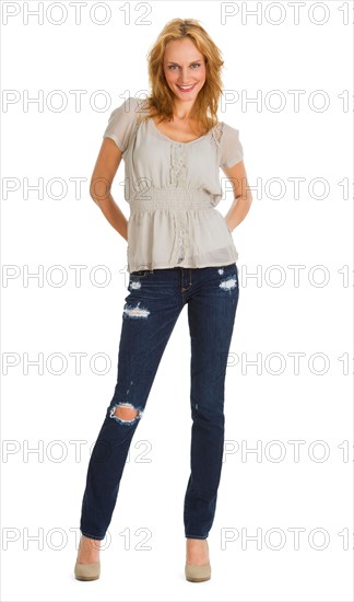 Studio portrait of young woman.