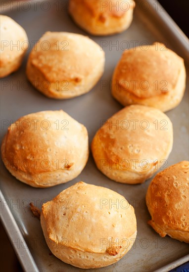 Fresh rolls on tray.