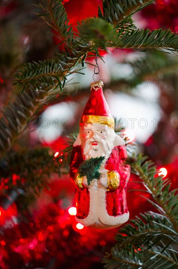 Studio shot of Christmas Santa ornament.