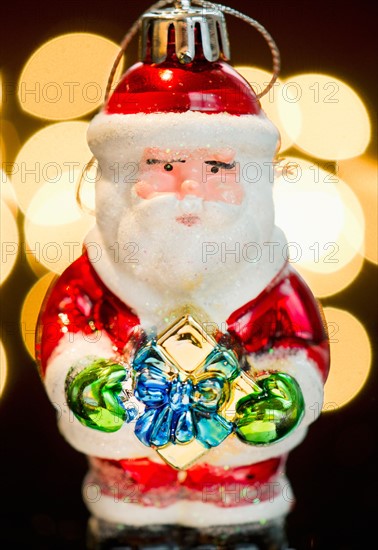 Studio shot of Christmas Santa ornament.