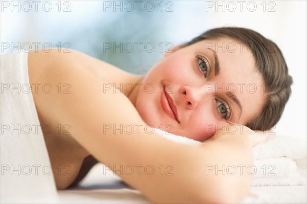 Portrait of woman relaxing in spa.