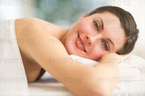 Portrait of woman relaxing in spa.