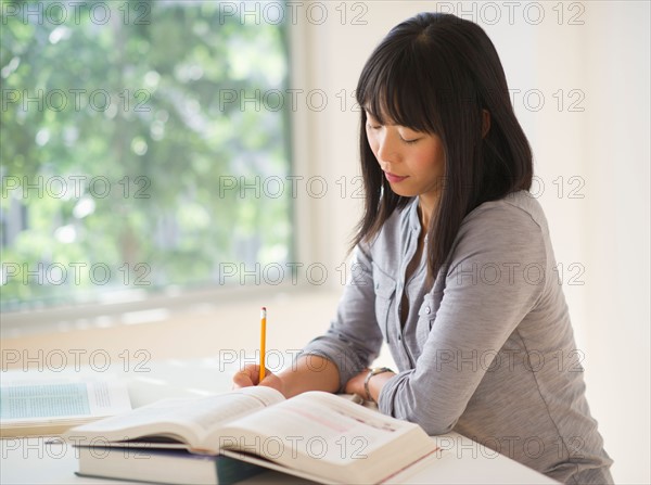 Woman studying.