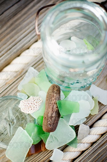 Still life with sea glass and pebbles. Photo : Jamie Grill