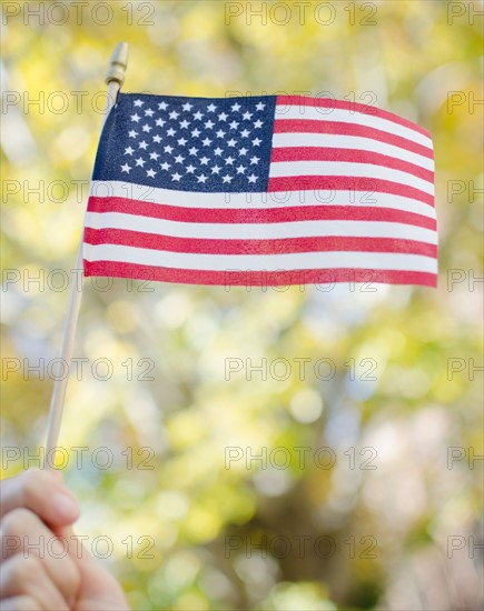 hand holding American flag. Photo : Jamie Grill