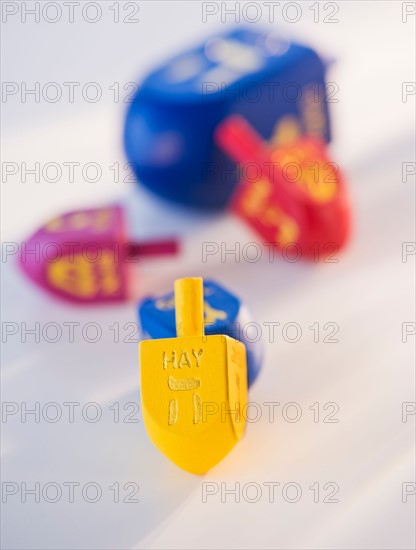 Studio Shot of dreidels. Photo : Daniel Grill