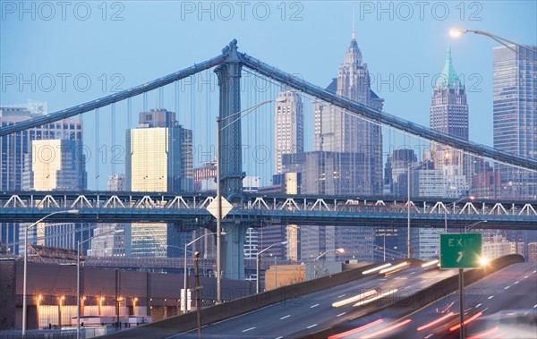 USA, New York state, New York city, part of Suspension Bridge. Photo : fotog