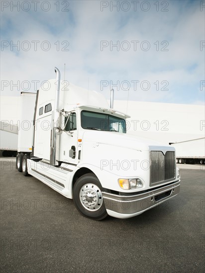 Truck loading in warehouse.