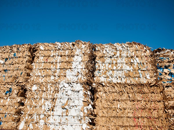 Stacks of paper for recycling.