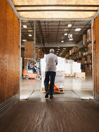 Man working in warehouse.