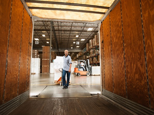 Man working in warehouse.