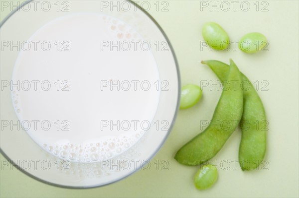 Soy milk and edamame, studio shot. Photo : Kristin Lee