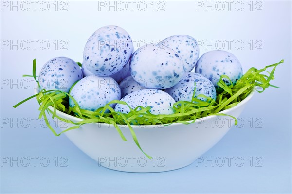 Blue Easter eggs in bowl, studio shot. Photo :  Elena Elisseeva