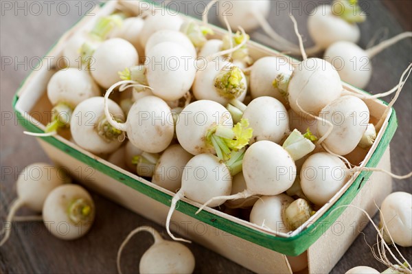 Basket of turnips. Photo : Elena Elisseeva