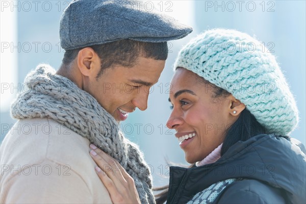 Couple in winter clothes.