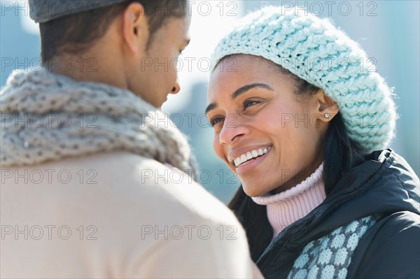 Couple in winter clothes.