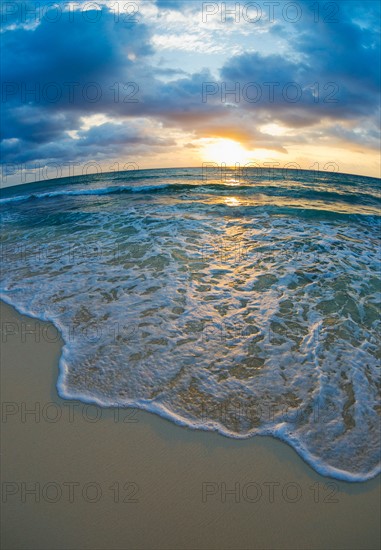 Mexico, Yucatan, Riviera Maya, Cancun. Seascape at sunset.