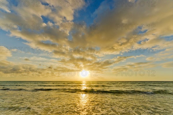 Mexico, Yucatan, Riviera Maya, Cancun. Seascape at sunset.