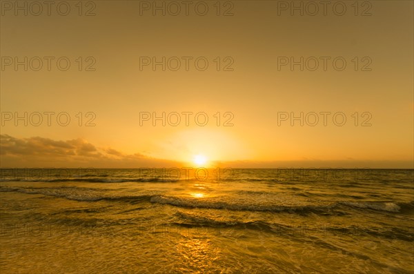 Mexico, Yucatan, Riviera Maya, Cancun. Seascape at sunset.