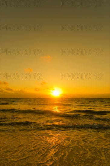 Mexico, Yucatan, Riviera Maya, Cancun. Seascape at sunset.