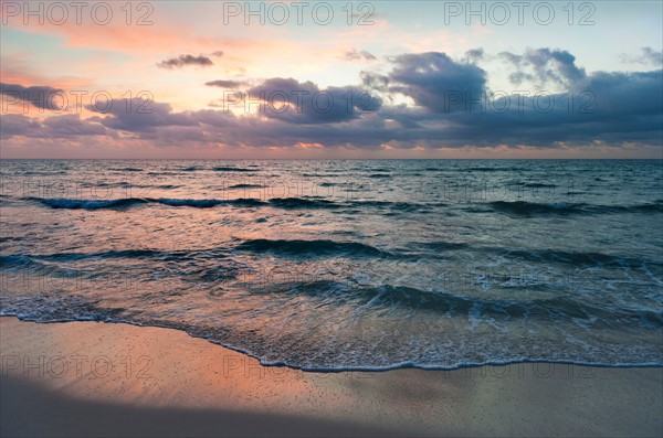 Mexico, Yucatan, Riviera Maya, Cancun. Seascape at sunset.