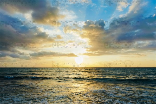 Mexico, Yucatan, Riviera Maya, Cancun. Seascape at sunset.