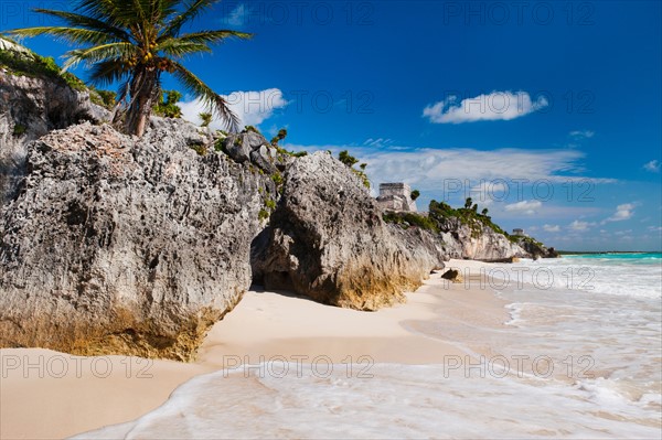 Mexico, Yucatan, Tulum. Ancient Mayan ruins.