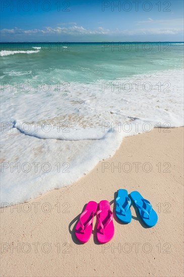 Sandals on beach.