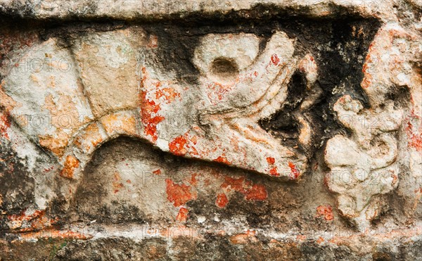 Mexico, Yucatan, Chichen Itza. Mayan carvings.