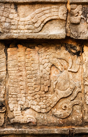 Mexico, Yucatan, Chichen Itza. Mayan carvings.