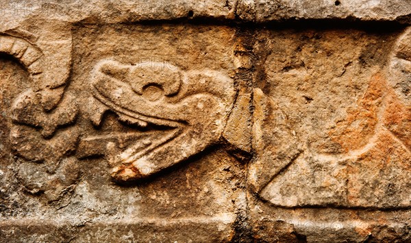 Mexico, Yucatan, Chichen Itza. Mayan carvings.