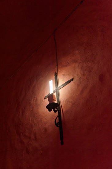 Mexico, Yucatan, Valladolid. Valladolid, Crucifix on wall.