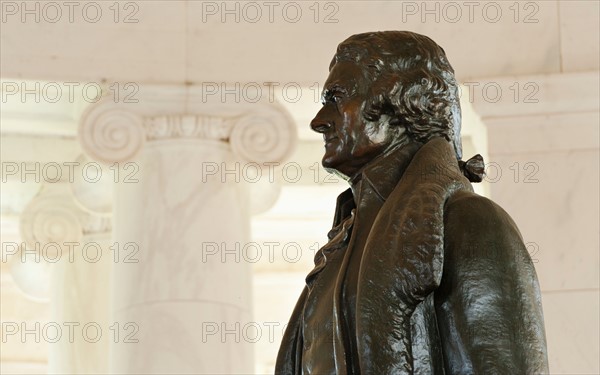 USA, Washington DC. Jefferson Memorial, Close up of statue.