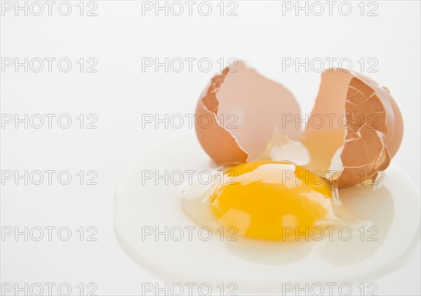 Close up of fried egg with cracked eggshell. Photo : Jamie Grill