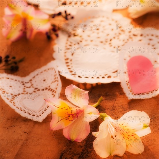 Close up of Valentine's Day decorations, studio shot. Photo : Daniel Grill