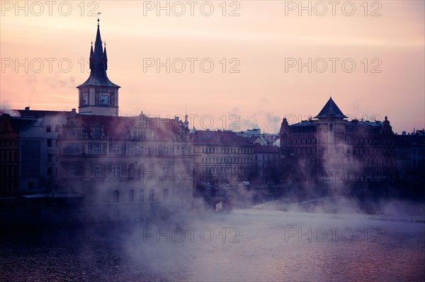 Czech Republic, Prague. View over Vltava River towards Old Town at sunrise. Photo : Henryk Sadura