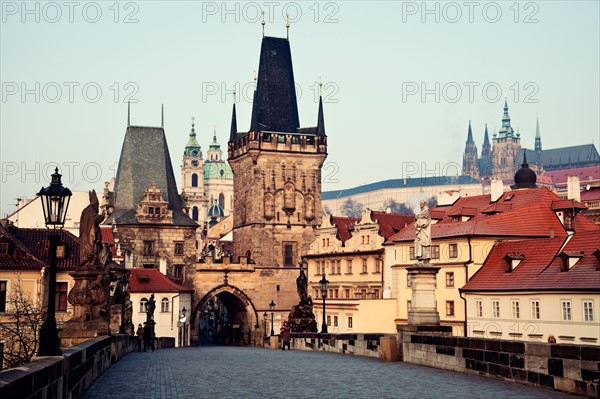 Czech Republic, Prague. View over Charles Bridge towards Prague Castle in early morning. Photo : Henryk Sadura